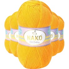 5 Adet Elite Baby El Örgü Ipi Tüylenmeyen Bebek Yünü Koyu Sarı 4674