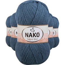 5 Adet Süper Inci El Örgü Ipi 100 gr Fırtına Mavi 185