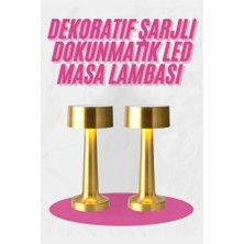 Esranın Dünyası Altın Rengi Masa ve Gece Lambası Dokunmatik Şarjlı Masa Lambası STKN34-ESRDNS