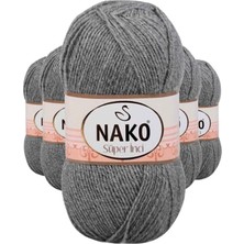 5 Adet Süper Inci El Örgü Ipi 100 gr Gri Melanj 194