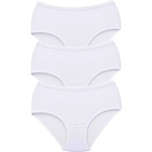 3 Adet Tutku Kadın Yüksek Bel Bato Kalın Lastik Külot Beyaz