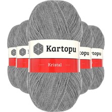 5 Adet Kristal Çift Katlı El Örgü Lif Ipi Açık Gri K1001