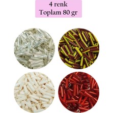 Uzun Boru Kesme Boncuk Çap 2mm Uzunluk 10 mm - 4 Renk - Toplam 80 Gram - BNC434