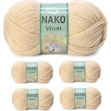 5 Adet Vizon Premium Akrilik El Örgü Ipi Yünü Renk NO:219 Deve Tüyü