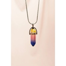 Çakra Doğal Taşı Zincirli El Yapımı Tasarımlı Kolye Uç: 3,5 cm Zincir: 20 cm Kutulu