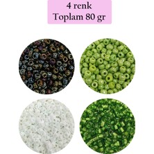 Esranın Dünyası Dökme Cam Kum Boncuk (8/0) 3 mm - 4 Renk - Toplam 80 Gram - BNC418
