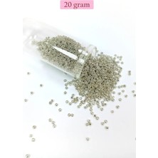 Dökme Cam Kum Boncuk (11/0) 2 mm - 20 Gram -  Gümüş - BNC022