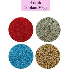 Dökme Cam Kum Boncuk (11/0) 2 mm - 4 Renk - Toplam 80 Gram -  BNC404