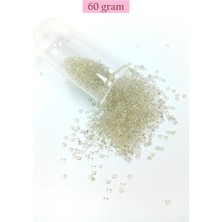 Dökme Cam Kum Boncuk (11/0) 2 mm - 60 Gram -  Şeffaf Beyaz - BNC053