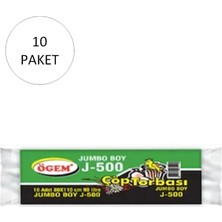 J-500 Jumbo Boy Çöp Torbası 80 x 110 cm 10 Lu Rulo x 10 Paket = 100 Adet (Siyah)