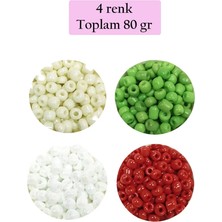 Dökme Cam Kum Boncuk Büyük Boy (6/0) 4 mm - 4 Renk - Toplam 80 Gram - BNC407