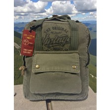 Old Cotton Cargo Kaliteli Tek Bölmeli Unisex Design Vintage Okul Gezi Günlük Sırt Çantası 28X37 cm