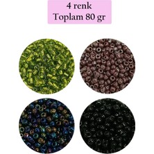 Dökme Cam Kum Boncuk (8/0) 3 mm - 4 Renk - Toplam 80 Gram - BNC422