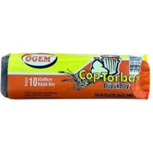 Büyük Boy Çöp Torbası 65 x 80 cm 10 Lu Rulo x 1 Paket = 10 Adet (Siyah)