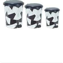 Desenli Pedallı Karışık Desen 3'lü Çöp Kovası Takımı ROYALEKS-M10144