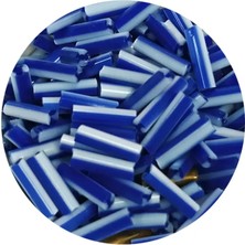 Uzun Boru Kesme Boncuk Çap 2mm Uzunluk 10 mm - 20 Gram - Mavi Beyaz - BNC236