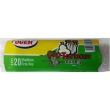 Orta Boy Çöp Torbası 55 x 60 cm 20 Li Rulo x 1 Paket = 20 Adet (Mavi)