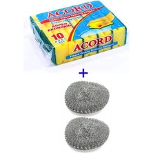 Oluklu Bulaşık Süngeri Ekonomik Paket 10 Adet Kolay Temizlik 2 Adet Bulaşık Teli Hediye