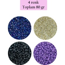 Esranın Dünyası Dökme Cam Kum Boncuk (11/0) 2 mm - 4 Renk - Toplam 80 Gram -  BNC403