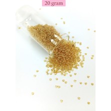 Esranın Dünyası Dökme Cam Kum Boncuk (11/0) 2 mm - 20 Gram -  Şeffaf Bal Rengi - BNC033