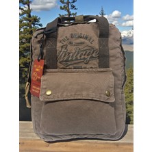 Old Cotton Cargo Kaliteli Tek Bölmeli Unisex Design Vintage Okul Gezi Günlük Sırt Çantası 28X37 cm