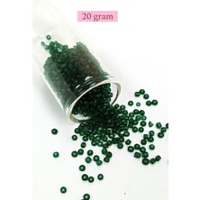 Dökme Cam Kum Boncuk (8/0) 3 mm - 20 Gram - Şeffaf Koyu Yeşil - BNC155