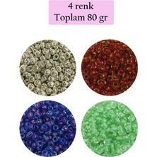 Dökme Cam Kum Boncuk (8/0) 3 mm - 4 Renk - Toplam 80 Gram - BNC417