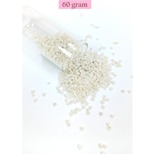 Dökme Cam Kum Boncuk (11/0) 2 mm - 60 Gram -  Parlak Beyaz - BNC065