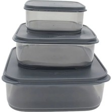 3'lü Yatay Füme Renk Saklama Kabı VIVA-0X258