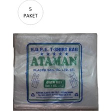 Kalın Şeffaf Atlet Poşet Orta Boy 27X47 cm 1 kg (5 Paket-Takriben 725 Adet)