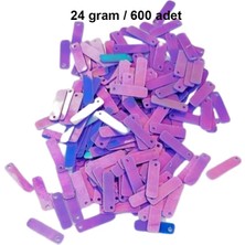 Mor 15 x 5 mm Dantel Oya Yazma Halhal Abiye Lazer Kesim Pul 600 Adet / 24 Gram