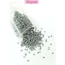 Kesme Cam Boncuk 2mm - 20 Gram - Mat Gümüş -BNC333