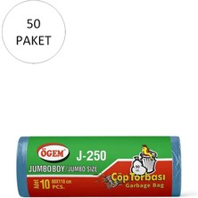 J-250 Jumbo Boy Çöp Torbası 80 x 110 cm 10 Lu Rulo x 50 Paket = 500 Adet (Mavi)