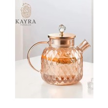 Kabartmalı Borosilikat Cam Demlik 1000ML ROYALEKS-CM-2006