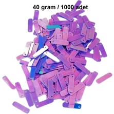 Mor 15 x 5 mm Dantel Oya Yazma Halhal Abiye Lazer Kesim Pul 1000 Adet / 40 Gram