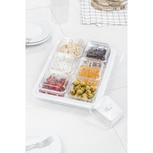 Mustran Akrilik Beyaz 6’lı Kapaklı Kahvaltılık Kahvaltı Seti & Saklama Kabı (Cam Değildir)