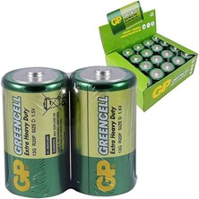 Gp Greencell R20 1.5V Büyük D Boy Çinko-Karbon Pil 20'li Paket (13G)