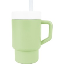 Pandish Mugley Silikon Kapaklı Pipetli Tek Kulplu Bardak Matcha Green