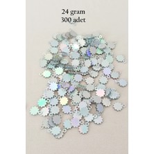 Oya Abiye Bileklik Kolye Pleksi Metalik Plastik Pul Gümüş Renk 24 Gram 300 Adet - BNC578