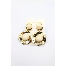 Taşlı Küpe - Krem