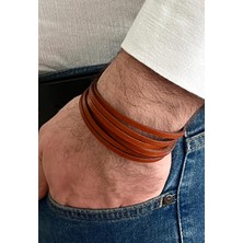 Gns Aksesuar %100 Deri 6lı Kombin Erkek Bileklik Set 21 cm (Türk El Üretimi)