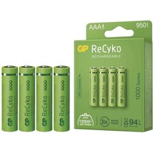 Gp Recyko 950MAH Ni-Mh Aaa Şarjlı Ince Kalem Pil 4'lü Paket