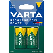 Varta 1.2 Volt - 3000 Mah Ni-Mh Büyük D Boy Şarjlı Pil 2'li Paket