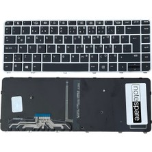 Notespare Hp Uyumlu Elitebook Folio 1040 G3 (V1A89EA) Işıklı Klavye Siyah Tr Gümüş Çerçeveli