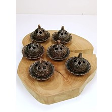 6 Lı Mini Eskitme Osmanlı Temalı Koyu Renk Lokumluk Sunum