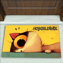 Colorix Carpet Kedi Desenli Dekoratif Kapı Önü Paspası No: 2253