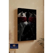 Tablo Royale Gözleri Kapalı Birbirine Bakan 2 Kurt Bozkurt Görsel Kanvas Tablo - Salon Tablo