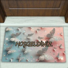 Colorix Carpet Kelebek Desenli Dekoratif Kapı Önü Paspası No: 2176