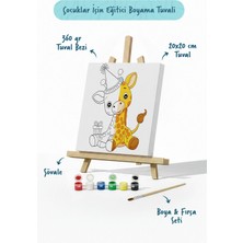 Tabdiko Zürafa Figürlü Çocuk Boyama Tuvali – Şövaleli Boya Seti 20X20