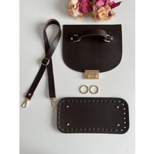 ZG Hobi Aksesuar Örgü Çantalar Için Suni Deriden Kapak ,taban ve Askı Seti Koyu Kahve Renk